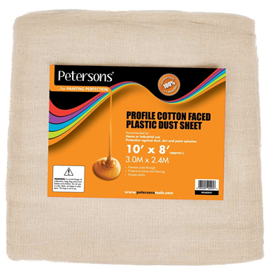 Petersons Profile Cotton Faced Plastic Dust Sheet 10ft x 8ft